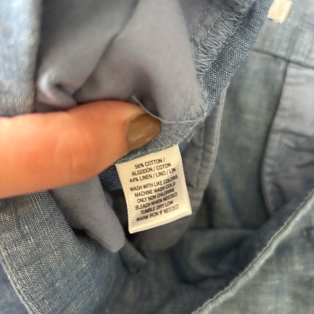 Ann Taylor LOFT The Riviera Short Linen Blend Scalloped Hem Pockets Blue Size 10 - Picture 6 of 10